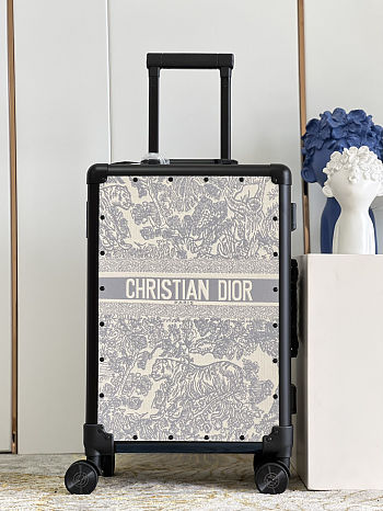 Colestore Dior Suitcase Ecru and Gray Toile de Jouy Embroidery 57x37x21cm