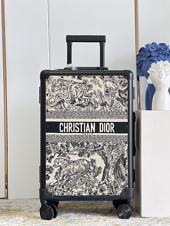 Colestore Dior Suitcase Blue and Ecru Toile de Jouy Reverse Embroidery 57x37x21cm