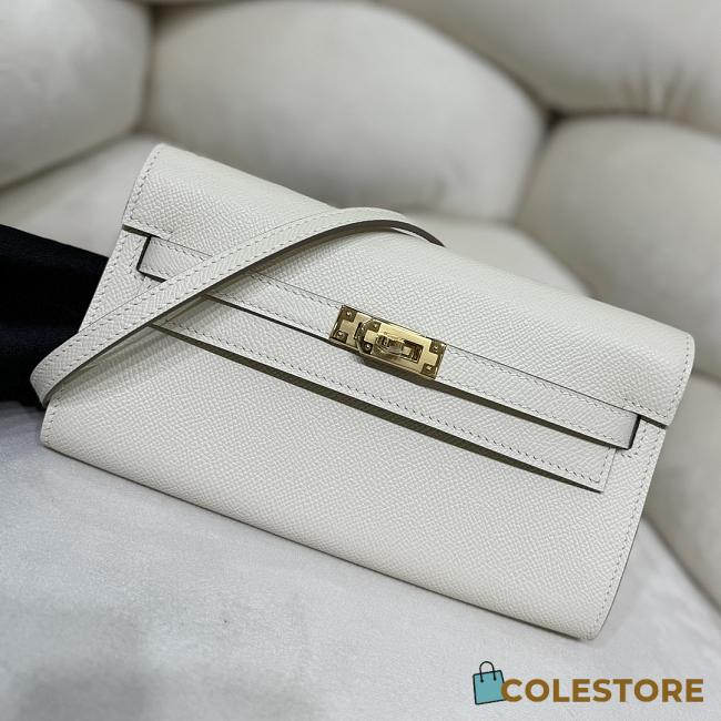 Colestore  Hermes Epsom Kelly Wallet To Go White Gold Hardware 20x11x3cm - 1