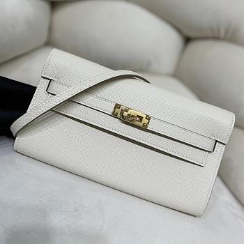 Colestore  Hermes Epsom Kelly Wallet To Go White Gold Hardware 20x11x3cm