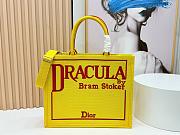 Colestore Dior Large Book Tote Bag  Yellow background with red book cover pattern embroidery (42 x 35 x 18 cm) - 1