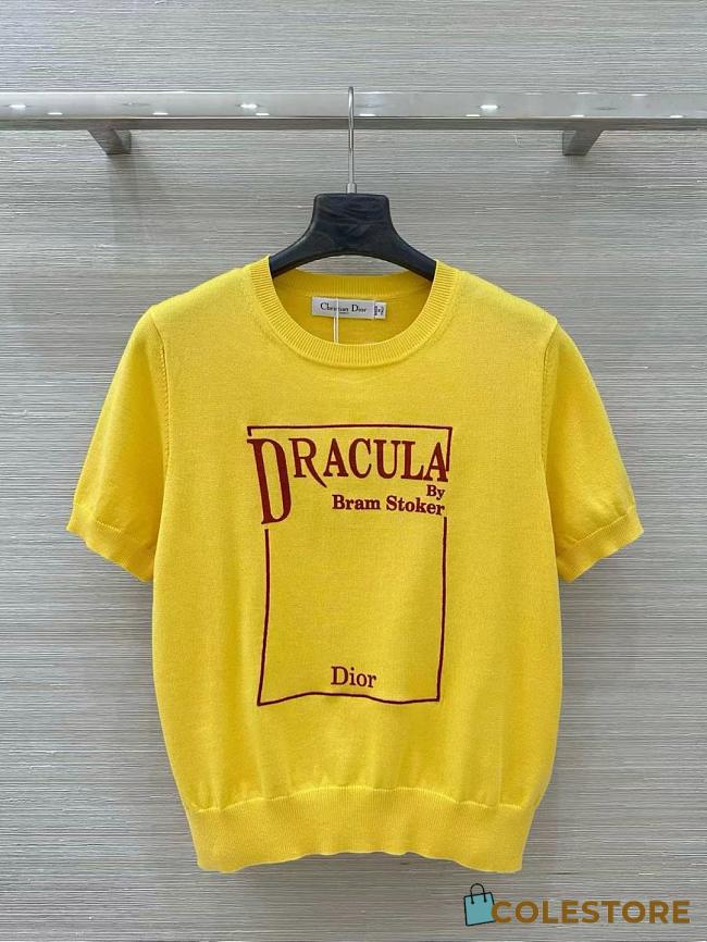 Colestore Dior Book Cover Short-Sleeved Sweater Yellow and Red Silk Knit - 1