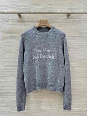 Colestore Dior No Dior, No Dietrich Embroidered Sweater Gray Cashmere Knit - 1