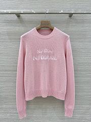 Colestore Dior No Dior, No Dietrich Embroidered Sweater Pink Cashmere Knit - 1