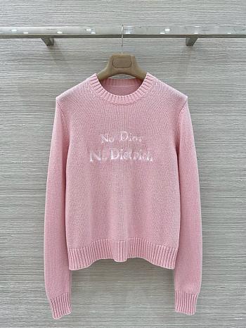 Colestore Dior No Dior, No Dietrich Embroidered Sweater Pink Cashmere Knit