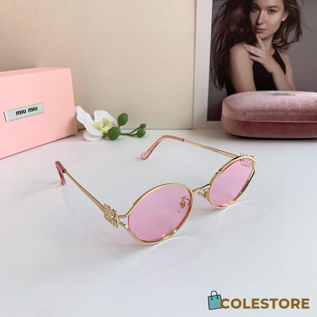 Colestore Miu Miu Logo Sunglasses Pink Beg Shaded Lenses - 1