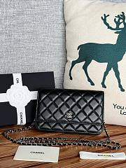 Colestore Chanel Woc on Chain in Lambskin Silver Hardware Black 19cm  - 1