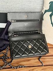 Colestore Chanel Woc on Chain in Lambskin Silver Hardware Black 19cm  - 2