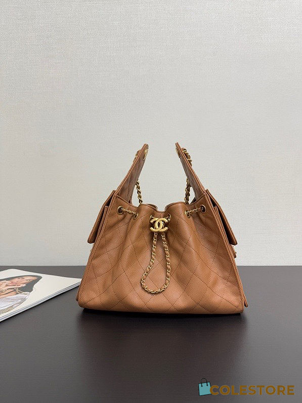 Colestore Chanel Small 25 Hobo Bag Brown Caviar Antique Gold Hardware  30 x 26 x 14cm - 1