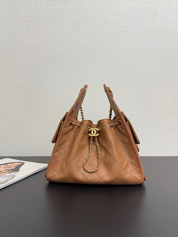 Colestore Chanel Small 25 Hobo Bag Brown Caviar Antique Gold Hardware  30 x 26 x 14cm