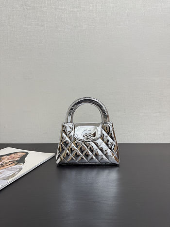 Colestore Chanel Mini Shopping Bag   High-Shine Calfskin & Silver Metal Silver 13 x 19 x 7cm