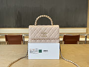 Colestore Chanel Mini Flap Bag with Top Handle Grained Grained Gold-tone Diamond quilting Light Beige 19cm - 1