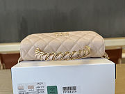 Colestore Chanel Mini Flap Bag with Top Handle Grained Grained Gold-tone Diamond quilting Light Beige 19cm - 5