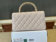 Colestore Chanel Mini Flap Bag with Top Handle Grained Grained Gold-tone Diamond quilting Light Beige 19cm - 2