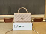 Colestore Chanel Mini Flap Bag With Top Handle Grained Calfskin Gold Hardware Light Beige 19cm - 1