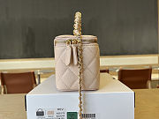 Colestore Chanel Vanity Case With Top Handle Grained Leather Gold tone metail Light Beige 17cm - 5