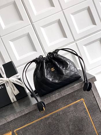 Colestore Chanel Clutch with Leather Strap   Lambskin & Gold-Tone Metal  Black  12 x 18 x 5cm