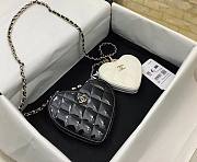 Colestore Chanel Timeless Heart Double Bag Small Patent Black / White 15x13x2cm - 4