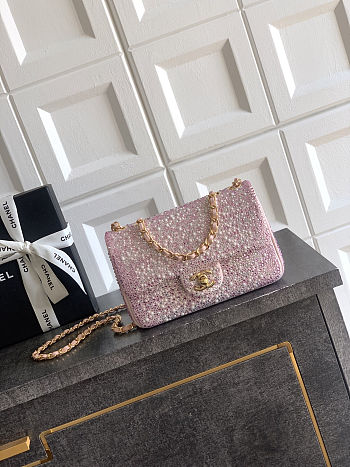 Colestore Chanel Evening Bag   Diamanté, Imitation Pearls & Gold-Tone Metal  Dark Pink, Pearly White & Light Pink  13 x 21 x 8cm