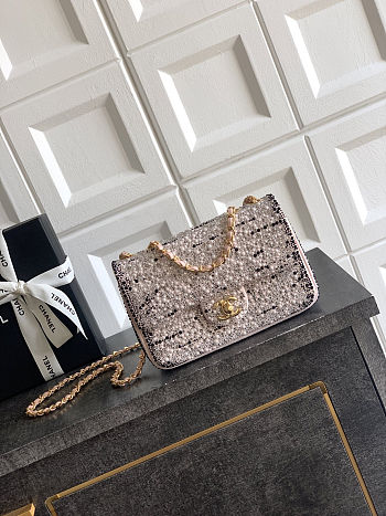 Colestore Chanel Evening Bag   Strass, Imitation Pearls & Gold-Tone Metal  Black, Pink, Pearly White & Gold  13 x 21 x 8cm