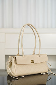 	 Colestore Chanel SMALL SHOPPING BAG Grained Calfskin & Gold-Tone Metal Light Beige 15 x 30.5 x 11.5cm - 5