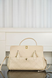 	 Colestore Chanel SMALL SHOPPING BAG Grained Calfskin & Gold-Tone Metal Light Beige 15 x 30.5 x 11.5cm - 2