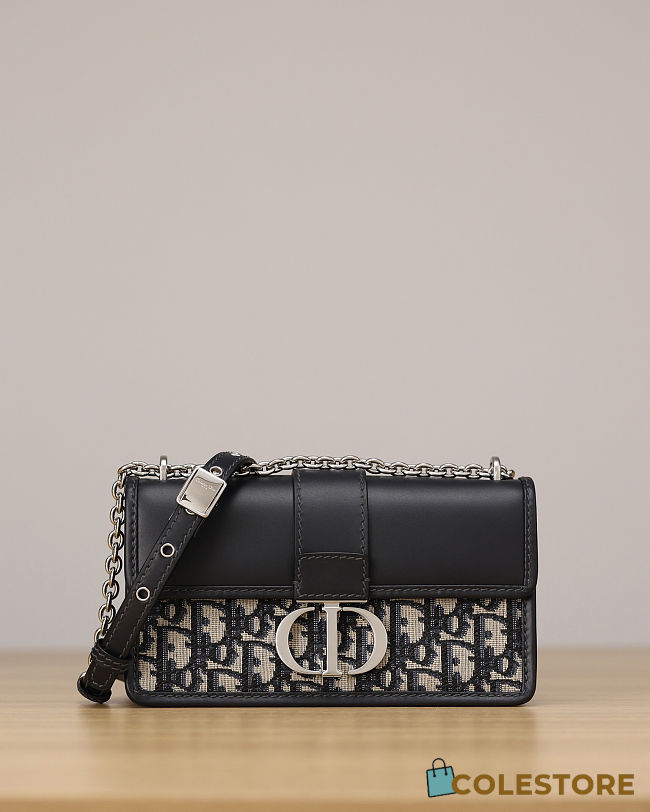 Colestore Dior 30 Montaigne East-West Bag with Chain Blue Dior Oblique Jacquard and Smooth Calfskin 21 x 12 x 6 cm - 1