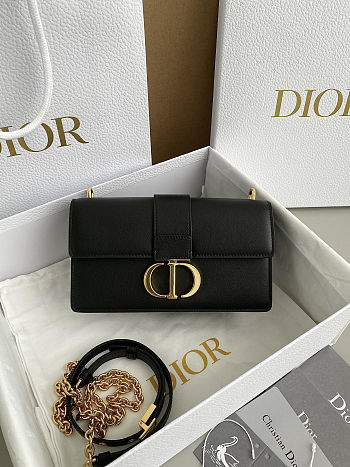 Colestore Dior 30 Montaigne East-West Bag with Chain Black Calfskin 21 x 12 x 6 cm