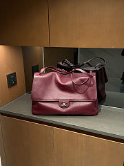 Colestore Chanel Maxi Flapbag   Grained Calfskin & Silver Metal  Dark Burgundy  26 x 38.5 x 11cm - 1
