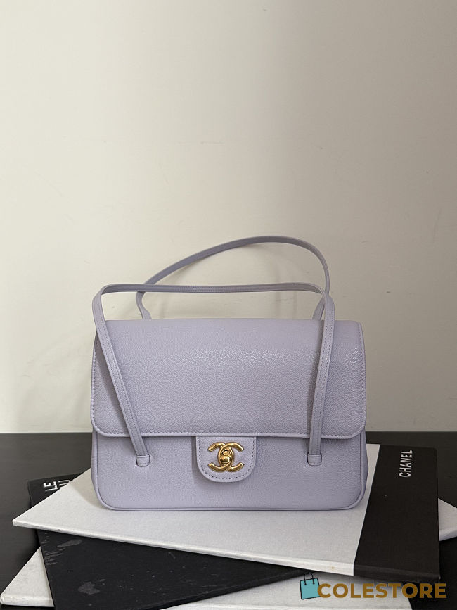 Colestore Chanel Small Flap Bag   Grained Shiny Calfskin & Gold-Tone Metal Lilac 22x15x7cm - 1