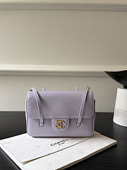 	 Colestore Chanel Clutch with Leather strap Glossy Calfskin with Grain Effect & Gold-Plated Metal Lilac 17x11.5x5cm - 1