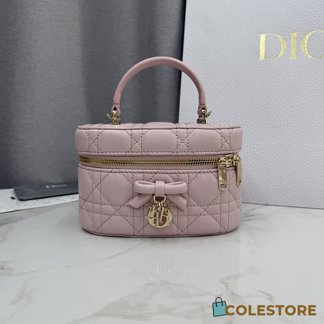 Colestore Dior Mini Vanity Soupir Pink Cannage Lambskin 17 x 10.5 x 8 cm - 1
