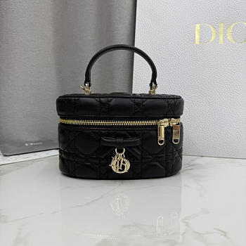 Colestore Dior Mini Vanity Black Cannage Lambskin 17 x 10.5 x 8 cm