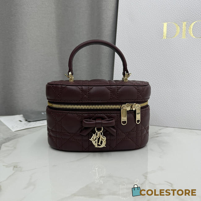 Colestore Dior Mini Vanity Hermitage Red Cannage Lambskin 17 x 10.5 x 8 cm - 1
