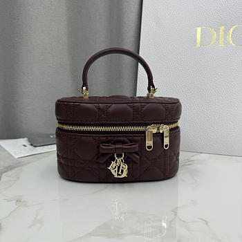 Colestore Dior Mini Vanity Hermitage Red Cannage Lambskin 17 x 10.5 x 8 cm