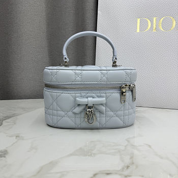 	 Colestore Dior Mini Vanity Ice Blue Cannage Lambskin 17 x 10.5 x 8 cm