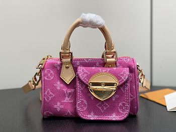 	 Colestore Louis Vuitton Nano Speedy Fuchsia Denim 16×7.5×10cm