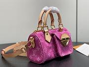 	 Colestore Louis Vuitton Nano Speedy Fuchsia Denim 16×7.5×10cm - 4