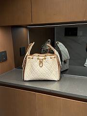 Colestore Chanel 25 Small Handbag   Canvas, Calfskin & Gold-Tone Metal  Ecru & Camel  30 x 26 x 14cm - 1