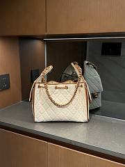 Colestore Chanel 25 Small Handbag   Canvas, Calfskin & Gold-Tone Metal  Ecru & Camel  30 x 26 x 14cm - 6