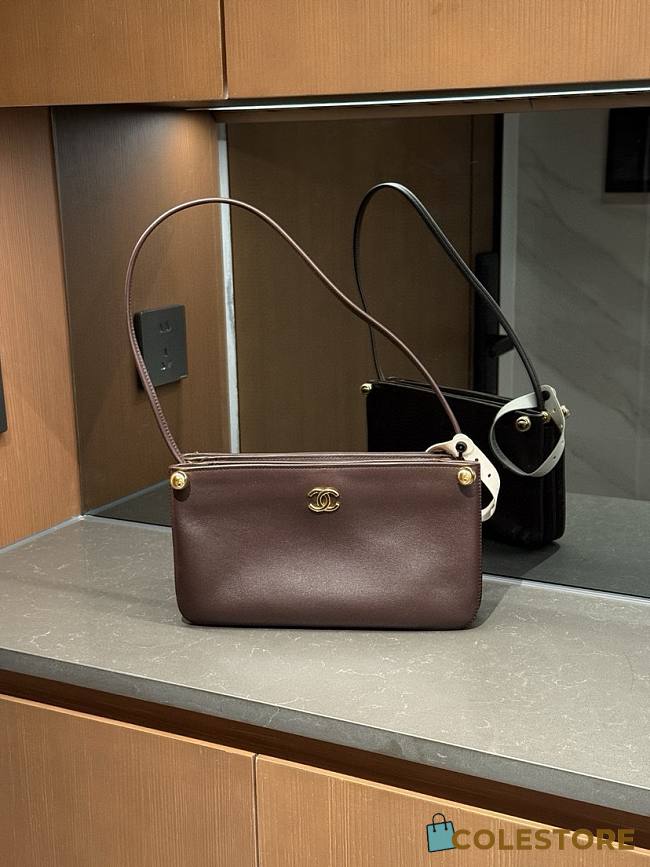 Colestore Chanel 26SS Mini Hobo Bag Smooth Calfskin & Gold-Tone Metal Brown  - 1