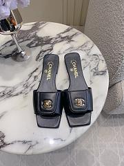 Colestore Chanel CC Logo Slide Sandals Lambskin & Gold-Tone Metal, Black - 1