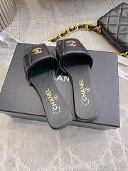 Colestore Chanel CC Logo Slide Sandals Lambskin & Gold-Tone Metal, Black - 5