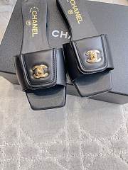 Colestore Chanel CC Logo Slide Sandals Lambskin & Gold-Tone Metal, Black - 4