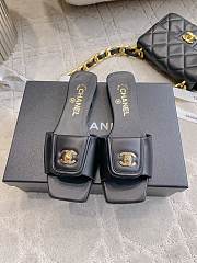 Colestore Chanel CC Logo Slide Sandals Lambskin & Gold-Tone Metal, Black - 2