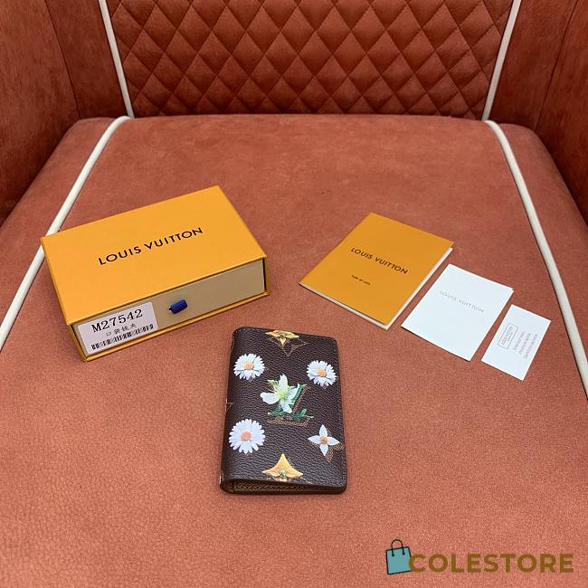 Colestore Louis Vuitton Pocket Organizer Monogram Flowers Brown 7.5 x 11.1 x 1 cm - 1