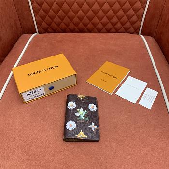 Colestore Louis Vuitton Pocket Organizer Monogram Flowers Brown 7.5 x 11.1 x 1 cm