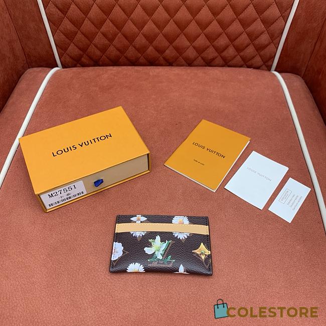 Colestore Louis Vuitton Double Card Holder Monogram Flowers Brown 11 x 7 x 1.5 cm - 1