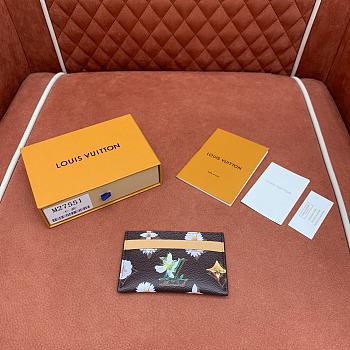 Colestore Louis Vuitton Double Card Holder Monogram Flowers Brown 11 x 7 x 1.5 cm