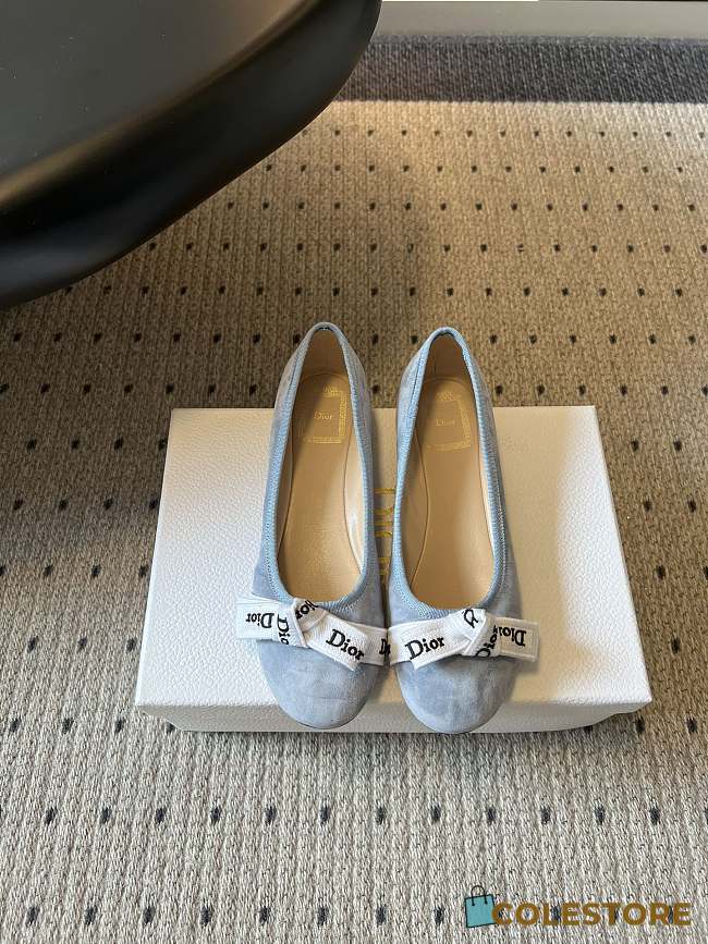 Colestore Dior J'Adior Ballet Flat Sky Blue Suede Goatskin - 1